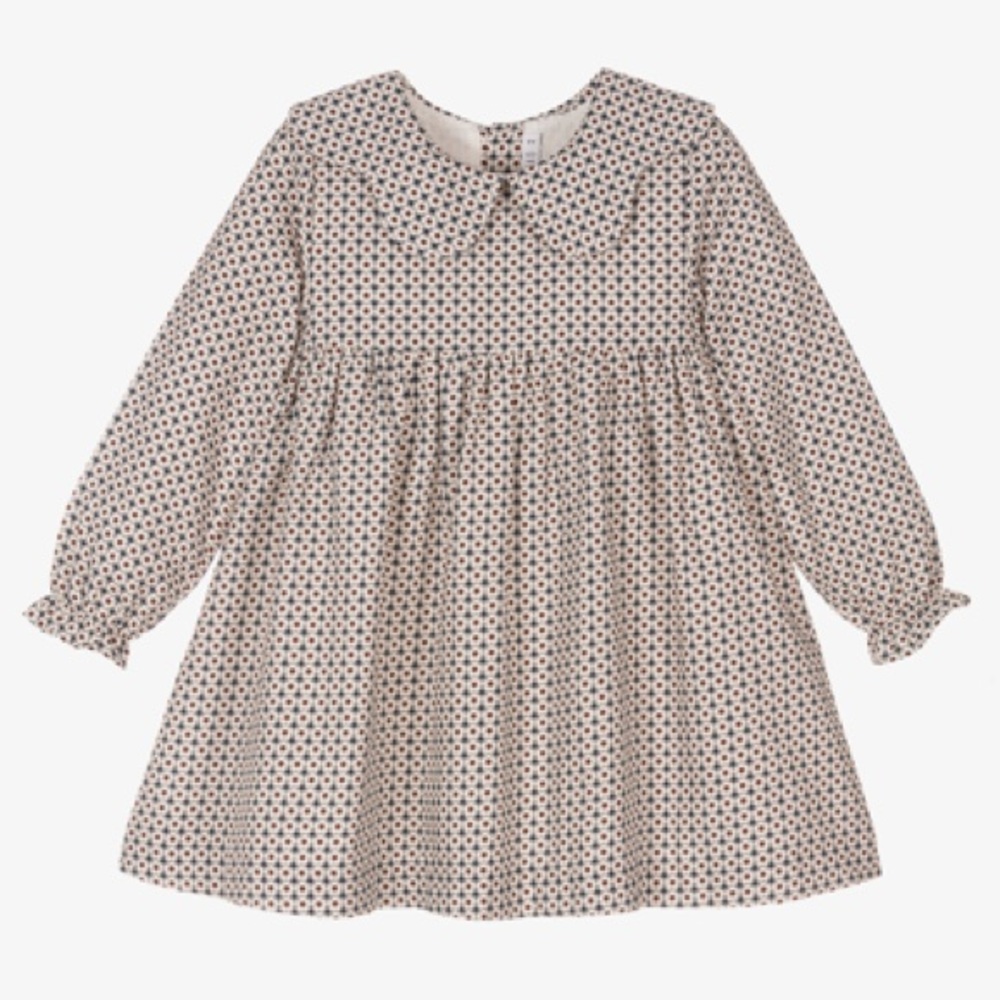 PALOMA DE LA O Girls Blue Cotton Dress! Has small flower details.